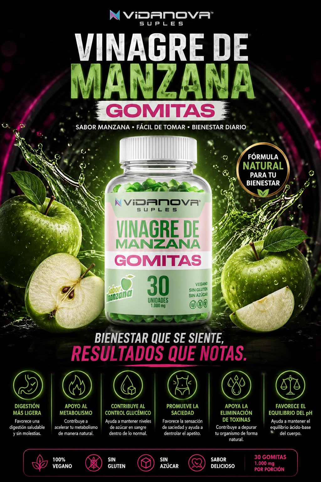 GOMITAS VINAGRE DE MANZANA 1000MG